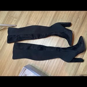 Black Steve Madden suede pointed thigh high boots